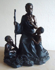 The Leonardo Collection Bronze Effect Masai Warrior African Father and Children