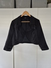 Roman Originals Black Cropped Evening Jacket UK 16 Bolero Shrug Occasion Wear