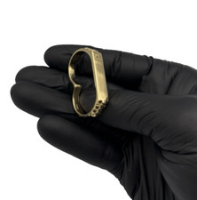 9ct Gold On Silver Men's Fist Knuckle Martial Arts Ring Combat Biker Keeper