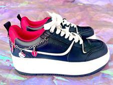 👄New Bershka Size 4 Monster High Black & Pink Platform Shoes Emo-Punk Goth Alt