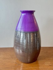 MCM Dumler And Breiden Rare Purple And Ribbed Fat Lava Vase. 123-36. VGC