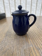 DENBY STONEWARE IMPERIAL BLUE 1/2 PINT MILK,CREAMER JUG + LID (CHIPPED) ENGLAND