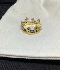 Gold Plated Silver 925 Crown Gem Ring Jewellery Men/ Womens Gift R King Queen