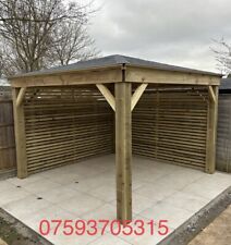 Wooden Gazebo 3m Slat Wall Shelter Pergola Pergola Sides Enclosed Solid Structur