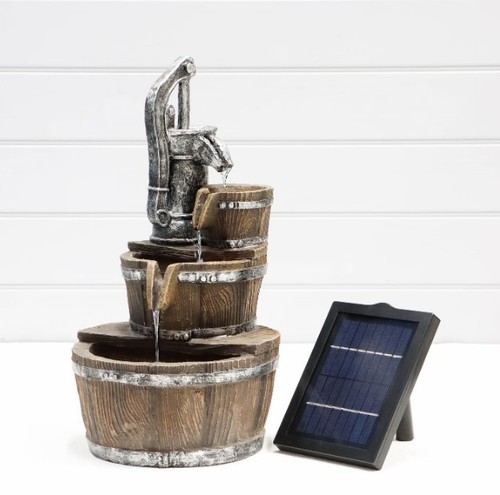 Barrel solar water feature - barrel,