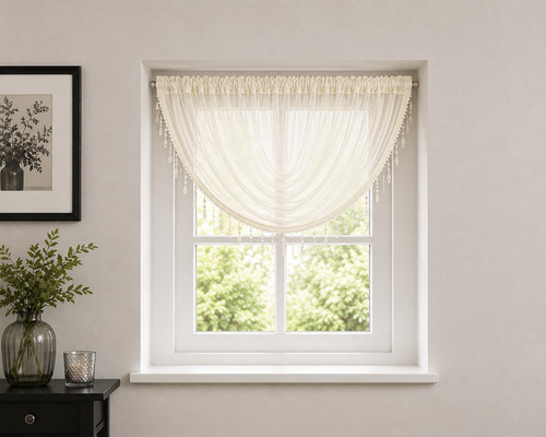 Plain beaded voile swag - beaded,