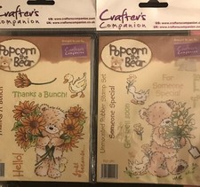Popcorn The Bear Rubber Stamps X2