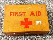 VINTAGE ANTIQUE WOODEN WOOD FIRST AID KIT BOX EMPTY