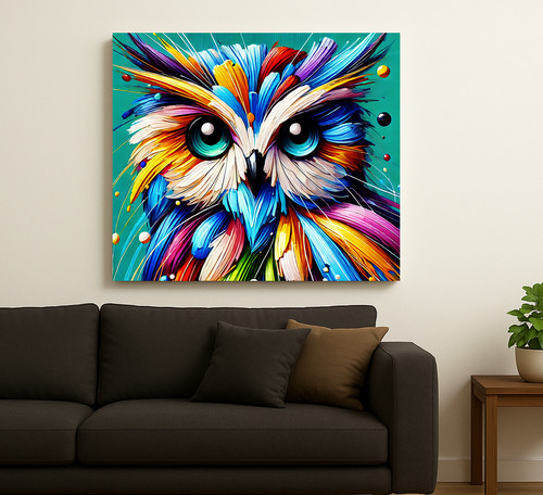 Vibrant owl canvas - canvas, –
