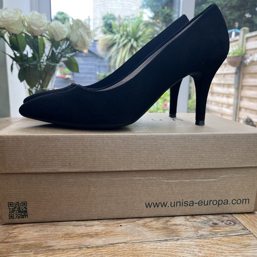 Unisa women black suede heels - black,