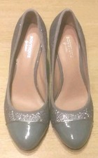 HOTTER SIZE 5 STD GREY/SILVER 'ADMIRE' GLITTER COURT SHOES  A1112012576A