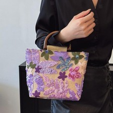 Bohemian Handbag Sequin Embroidered Woven Tote Bag Ladies Summer Beach Shoulder