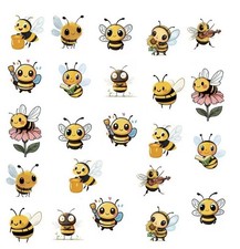 50 Small Bee Stickers Cute