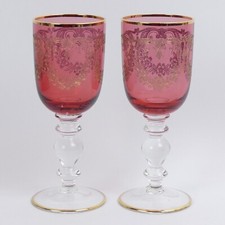 A PAIR OF BOHEMIAN CRANBERRY &