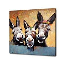 Three Cute Donkeys Canvas Art