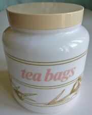 VINTAGE RETRO CANDLELIGHT 80s BIG MILK GLASS TEA BAG CANISTER JAR CONTAINER 5.5"
