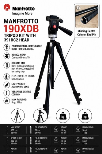 Manfrotto 190xdb tripod with - manfrotto,