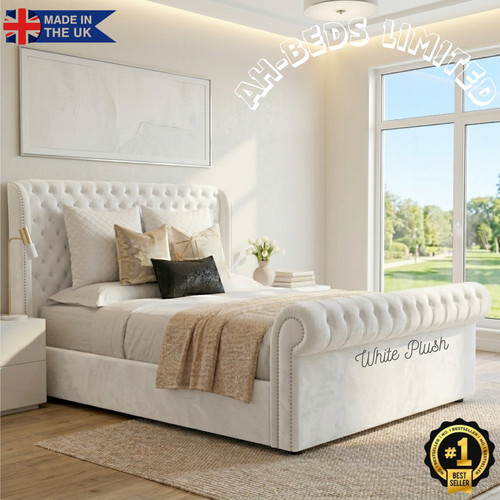 Luxury sleigh bed plush velvet - luxury,
