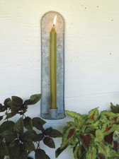 Tall Zinc Wall Sconce, Grey Metal Dinner Candle Holder Wall Hung Candlestick