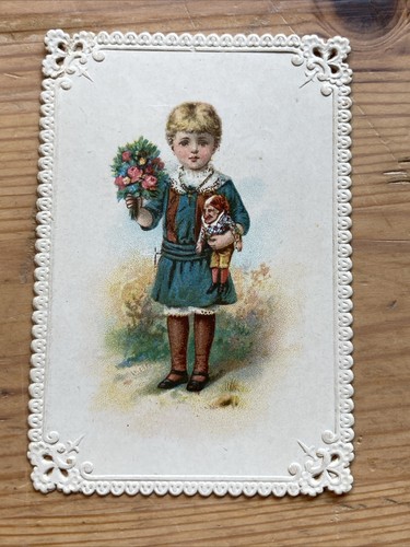 Victorian xmas card child - card, w/