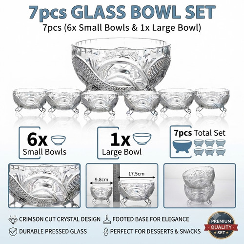 7pcs glass bowl dessert - glass,