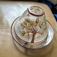 Bin YANKEE CANDLE SHADE &TRAY TEA LIGHT CANDLE HOLDER HAND-PAINTED TREE