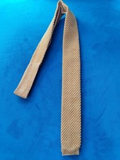 Vintage Knitted Terylene Mustard Narrow Straight Tie Prova 1960's 