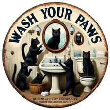 Black Cat Wash Your Paws Funny