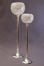 14 x 80cm Crystal Globe Candelabra Wedding Table Centrepiece Silver Diamanté