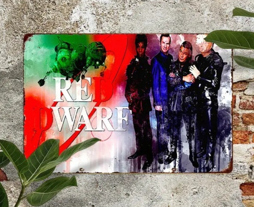 Red dwarf metal sign - red, 20x30cm