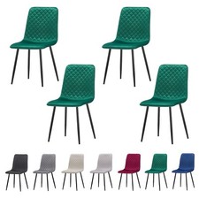 Set of 4 Dining Chairs Velvet Seat with Metal Legs Kitchen Office Living Room