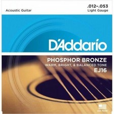 D'Addario EJ16 Phosphor Bronze 12-53 Acoustic Guitar Strings, Light Sealed 