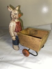 Painted Wooden Pig Farmer