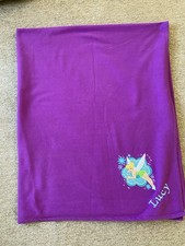 Disney Store Purple Fleece Blanket Embroidered With Tinkerbell And ‘LUCY’