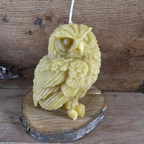 Owl candle large - owl, beeswax
