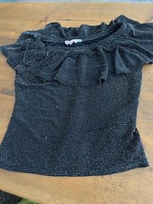 Peacocks Miss e-vie Sparkly Black Off the Shoulder Top Age 7- 8 yrs