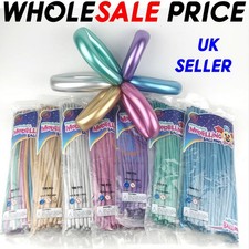 100 X Twisting Metallic Latex Balloon Chrome Long Magic Modelling Balloons 260Q