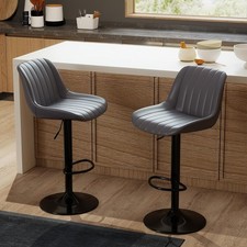 Bar Stools Set of 2, Swivel Counter Height Barstools with Back, SUEDE DARK GREY