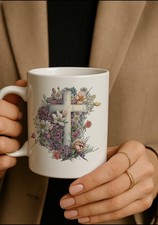 Floral Cross Mug Christian