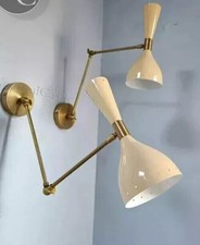 DECORATIVE 1950's Brass Wall Sconce Lamp Italian Stilnovo Lighting Pair  decor