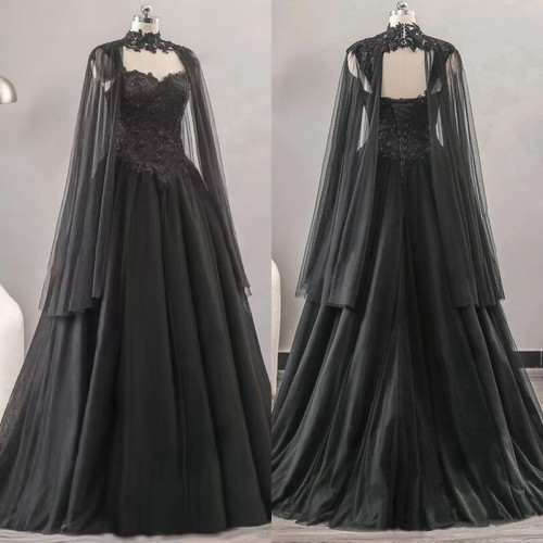Black gothic wedding dresses - black,