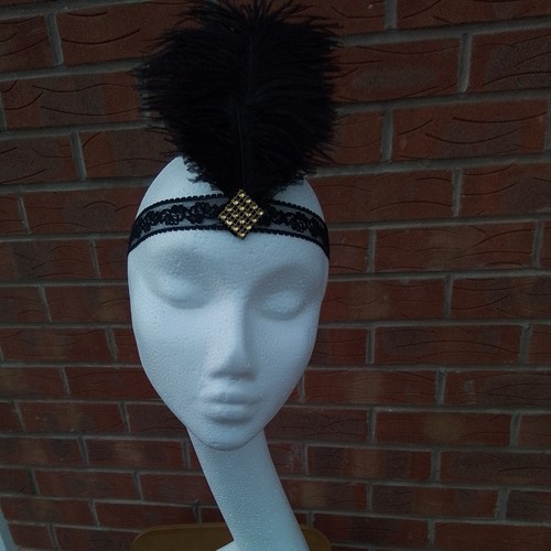 1920 gold black headband - black,