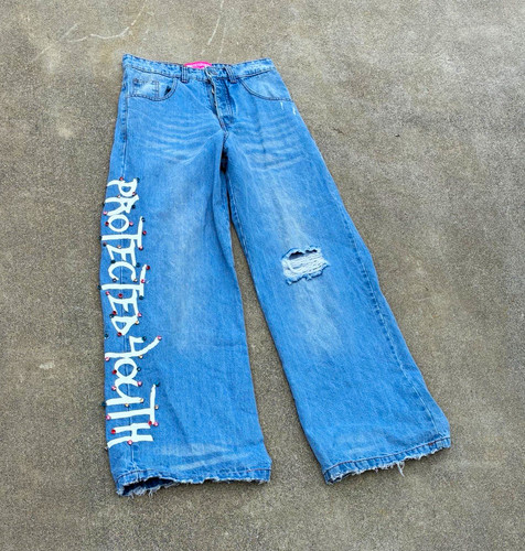 Protected youth blue wide leg - protected,