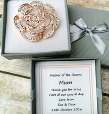 WEDDING MOTHER OF THE BRIDE GROOM GIFT THANK YOU KEEPSAKE FLOWER BROOCH NAN GRAN