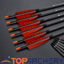 32" Carbon Arrows Turkey Feather SP400 For Compound Recurve Bow Archery Hunting