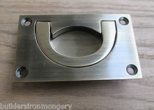 VINTAGE OLD ENGLISH FURNITURE RECESSED DRAWER MILITARY FLUSH INSET PULL HANDLES