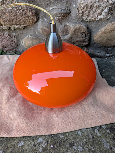 Orange glass dome pendant - glass,