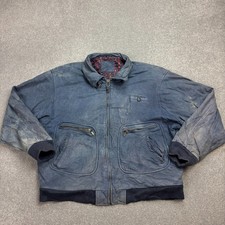 Leather Flying Jacket Adult X Large Blue Military Aviator Flight USA Bomber Men*