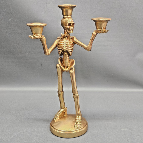 Gold gothic skull - gold, candelabra