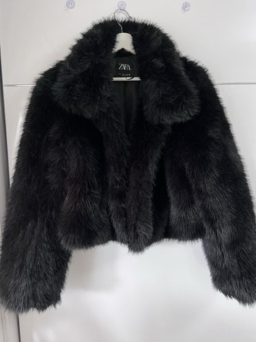 Zara black faux fur - zara, furry